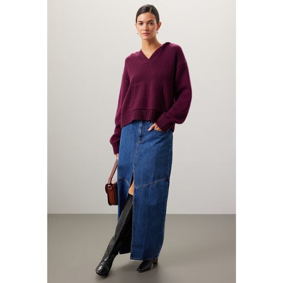 Splendid Ford Burgundy Wool Knit Hooded Pullover Sweater Size XS - Picture 1 of 13